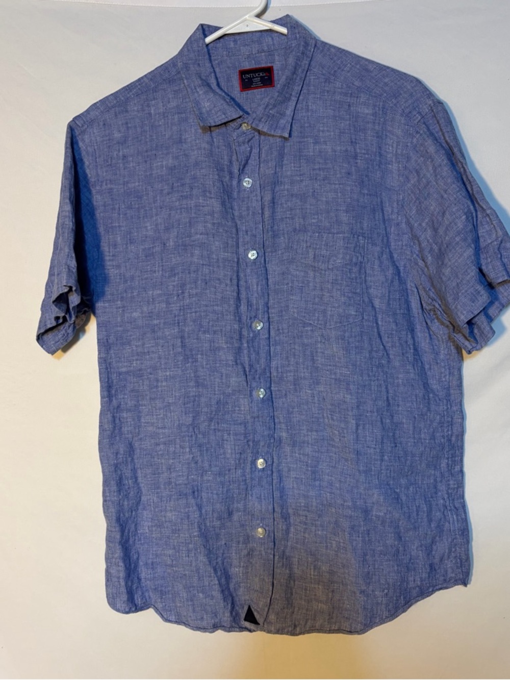 UNTUCKit Slim Fit 100% Linen Short Sleeve Shirt Blue Men’s Large